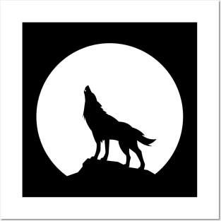 wolf and moon Posters and Art